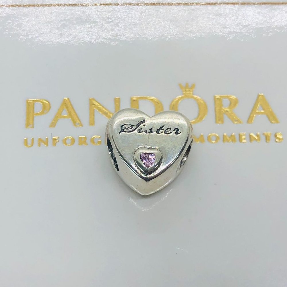 🌞📖Pandora Sister Heart Charm LOVE Sister Birthday gift